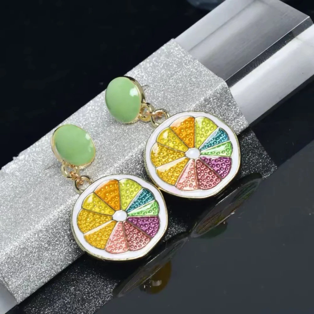 

Princess and Queen Fruit Round Earrings Cute Colorful Fresh Sweet Dangle Earrings Summer Beach Party Everyday Wear Accessories