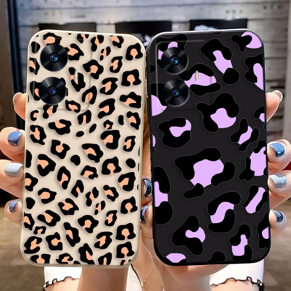 Чехол для телефона с леопардовым принтом Realme C65 C63 C53 C35 C55 C33 C30 C21Y C20 C12 C11 GT 2 XT NARAO 20 30