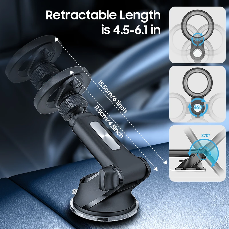 Tenmtoo for MagSafe Car Phone Holder Magnetic Phone Holder for Car Dashboard Compatible with iPhone 14 13 12 Xiaomi Cell Phone