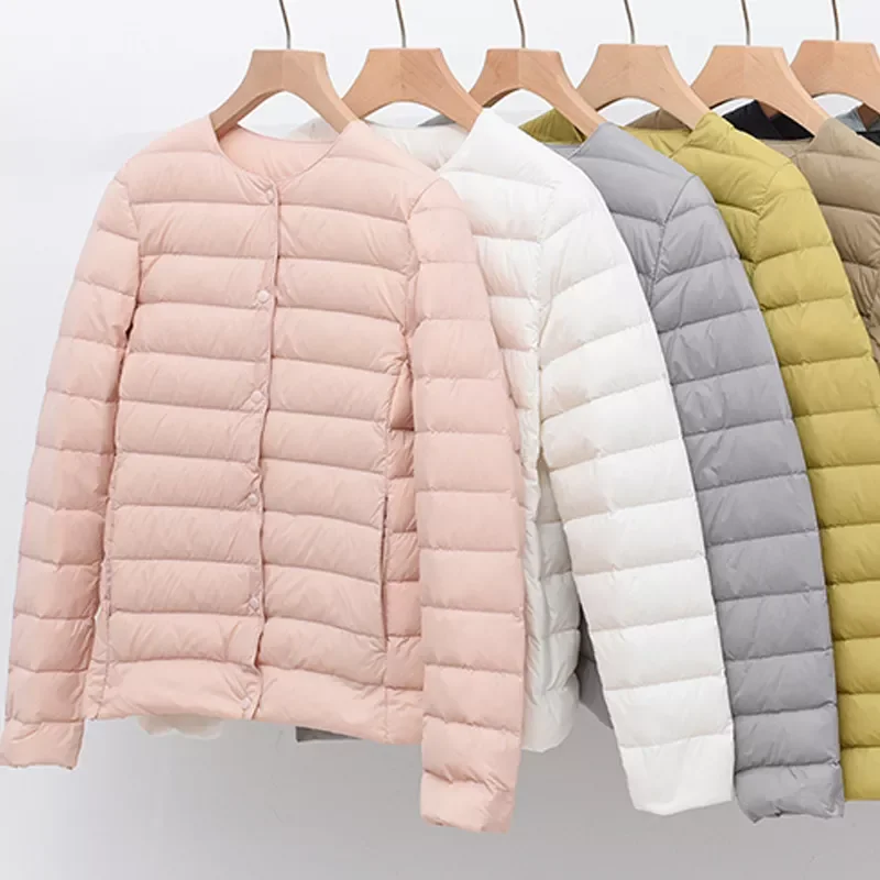 

2023New Padded Jackets Women's Jackets Spring 2021 Collarless Ultralight Quilted Coat for Women Warm Winter Down Coats Light