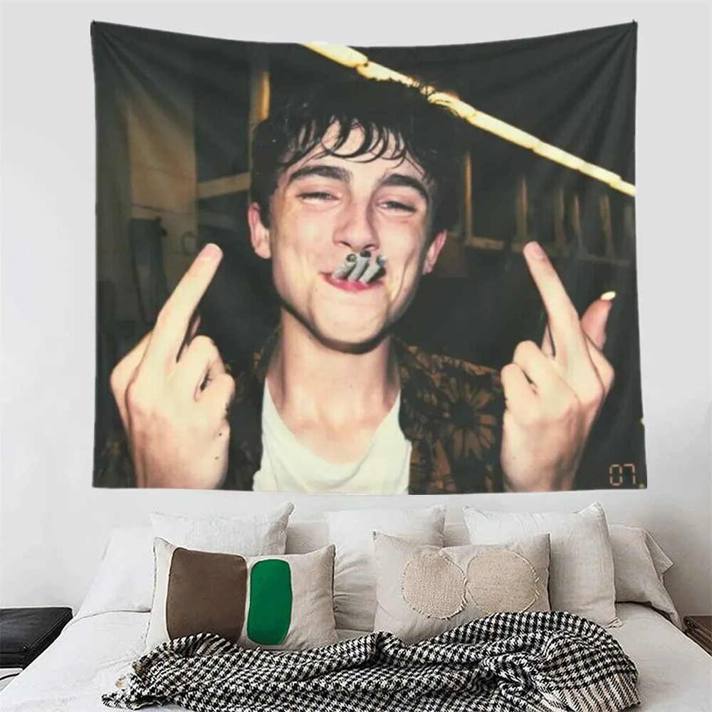 

Custom Timothee Chalamet Tapestry Hippe Trippy Wall Hanging Tapestry Aesthetic Room Decor Tapestries Blanket Home Decoration