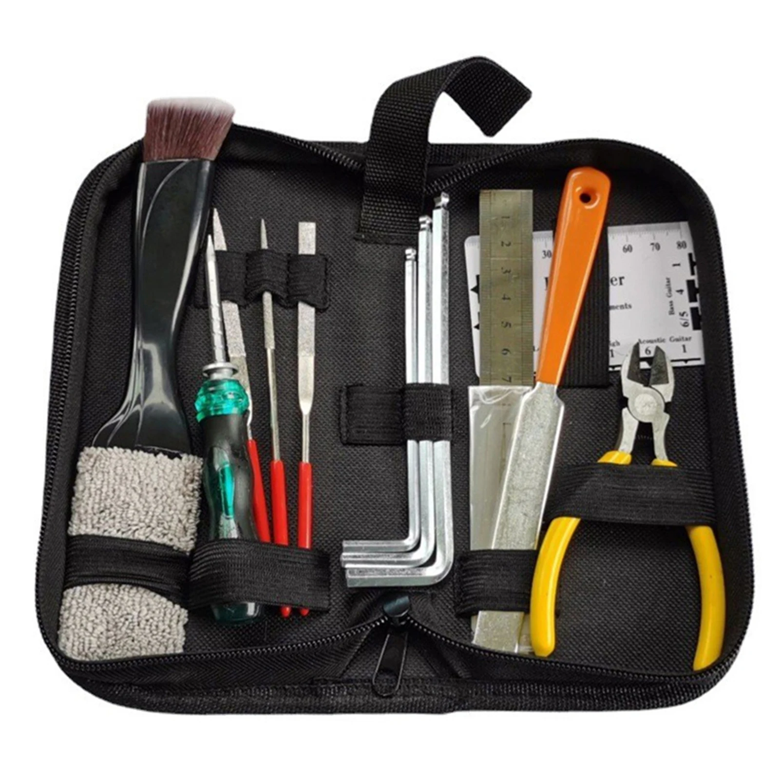 

15 PCS Guitar Maintenance Tool Kit with Cleaning Brush Guitar Accessories Repairing Fret Polished Tool Kit for Acoustic Guitar