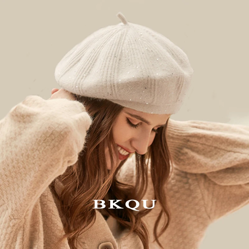 Бархатный вязаный женский берет шапки художника шерстяная шапка для девушек