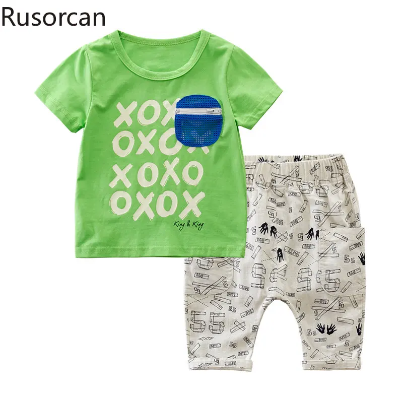 

2023 Letter Summer Clothing Sets for Newborn Baby Boy Infant Fashion Outerwear Clothes Suit T-shirt+Pant Suit baby Boy Clothing
