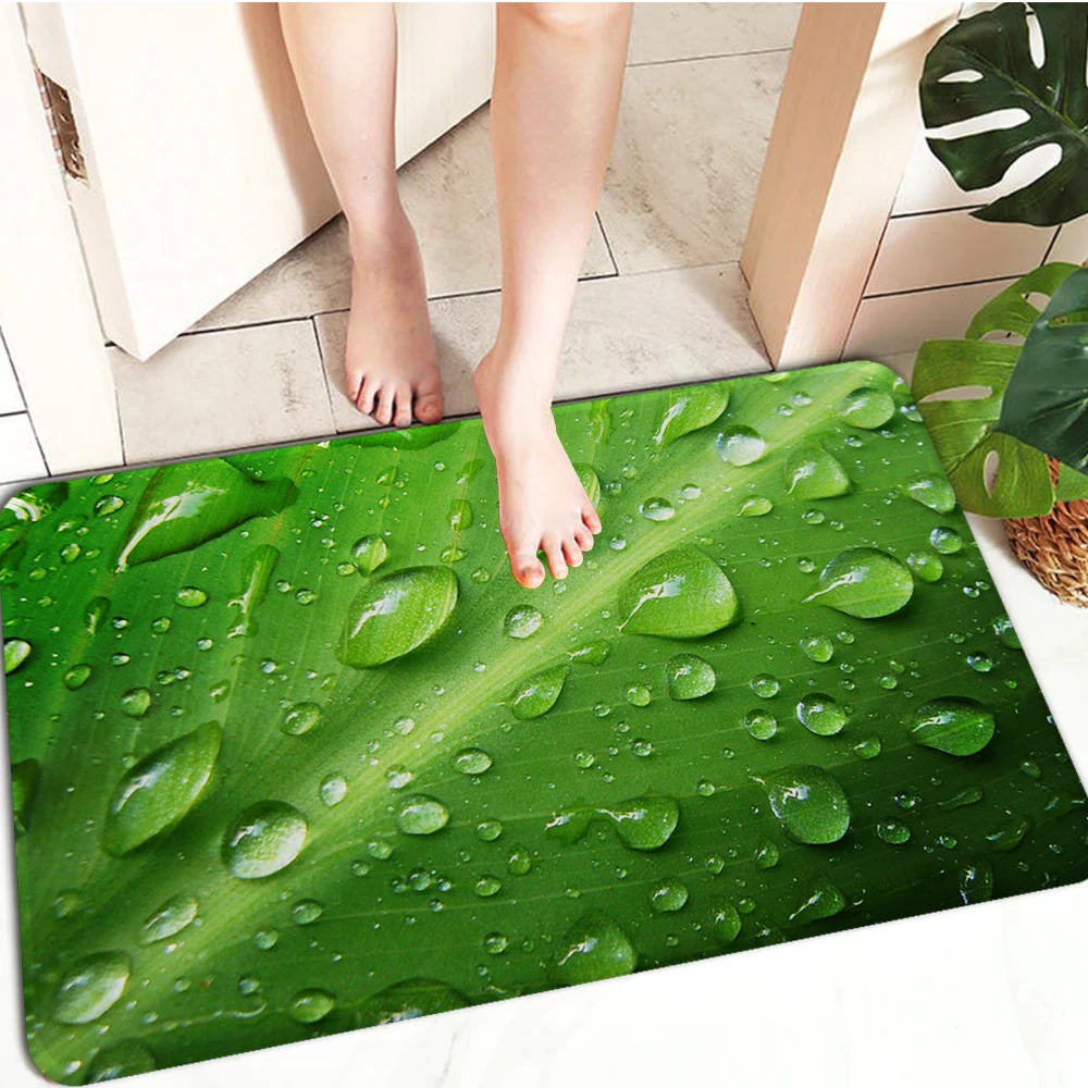 Фланелевый напольный коврик с принтом зеленого листа нескользящий декоративный