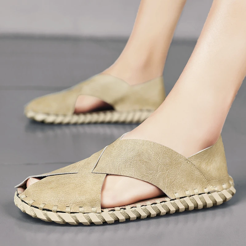 

New Men Handmade Sandals Summer Casual Shoes Beach Sandals Men Sandalias Hombre Outdoor Roman Style Water Sneakers