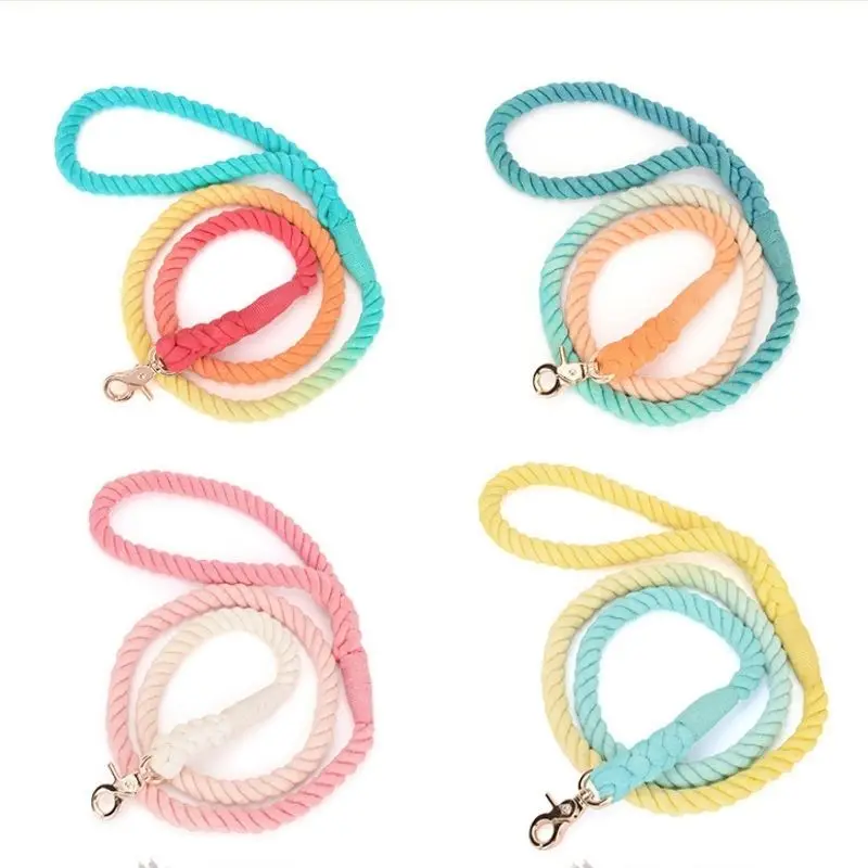 

2022 1.5M Dog Leash Round Cotton Dog Leash Color Pet Outdoor Dog Walking Training Cotton Rope Para Perros
