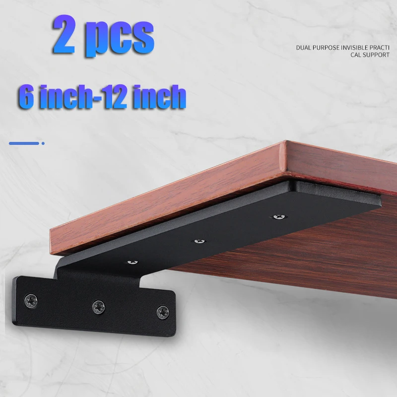 

2PCS 6-12 Inch Concealed Shelf Bracket White Black Steel Hidden Shelf Wall Mount Bracket Home And Kitchen DIY Furniture Hardware