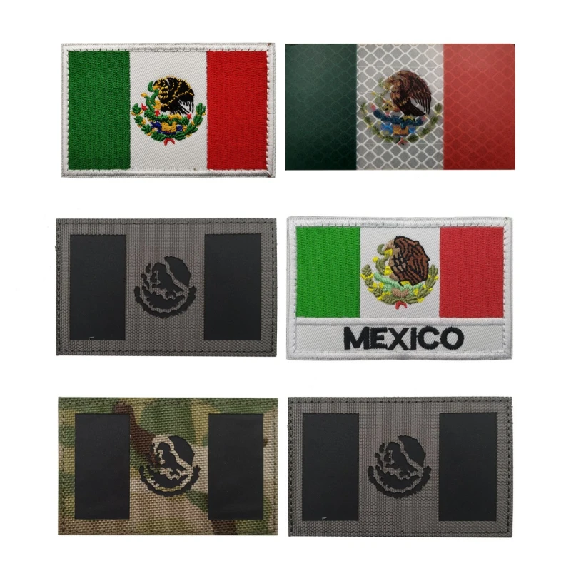 

Mexico IR Flag Hook & Loop Patch Custom Camo Embroidery Reflection Morale Badges for Military Outdoor Tactics Backpack Helmet