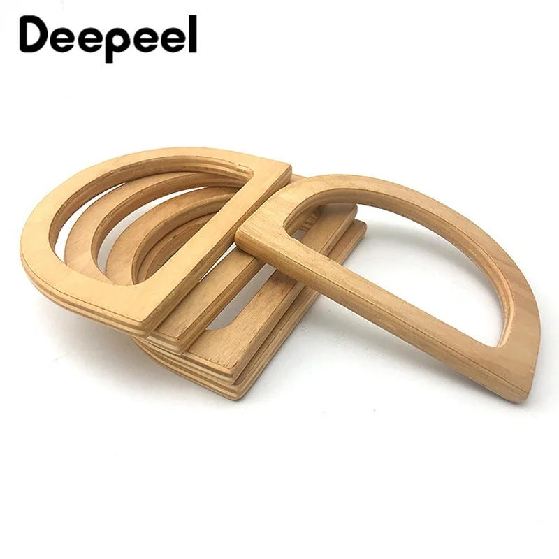 

2/4Pcs Deepeel 9-13cm D-shaped Wood Bag Closure Hand-held Wooden Semi-circle Handles Handbag Woven-bag Hardware Accessories