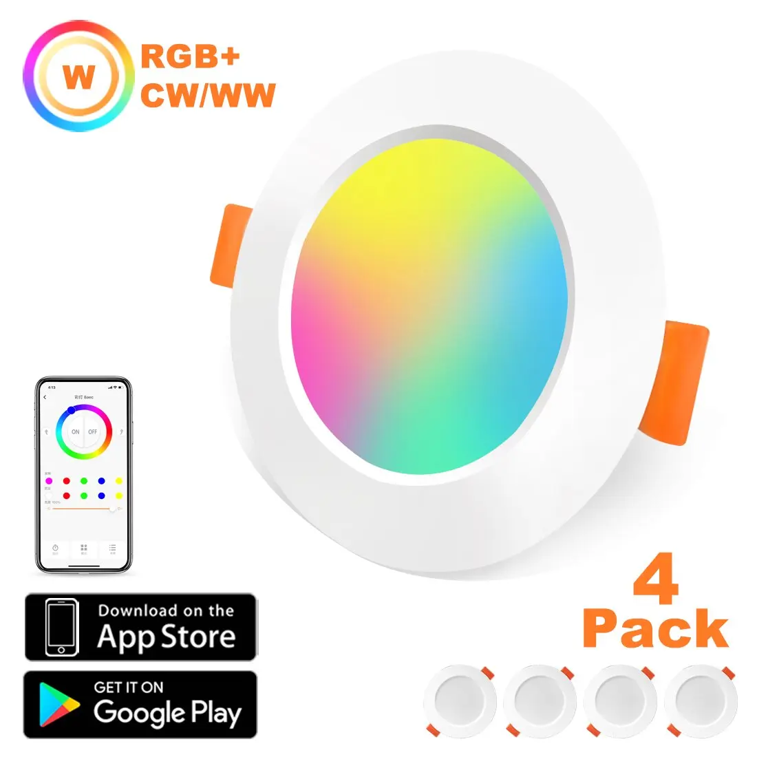

LED Ceiling Lamp RGB Downlight Dimmable Smart Home focos Bulb Light Spotlight Colour Changing Fan 220V 110V Work with Bluetooth