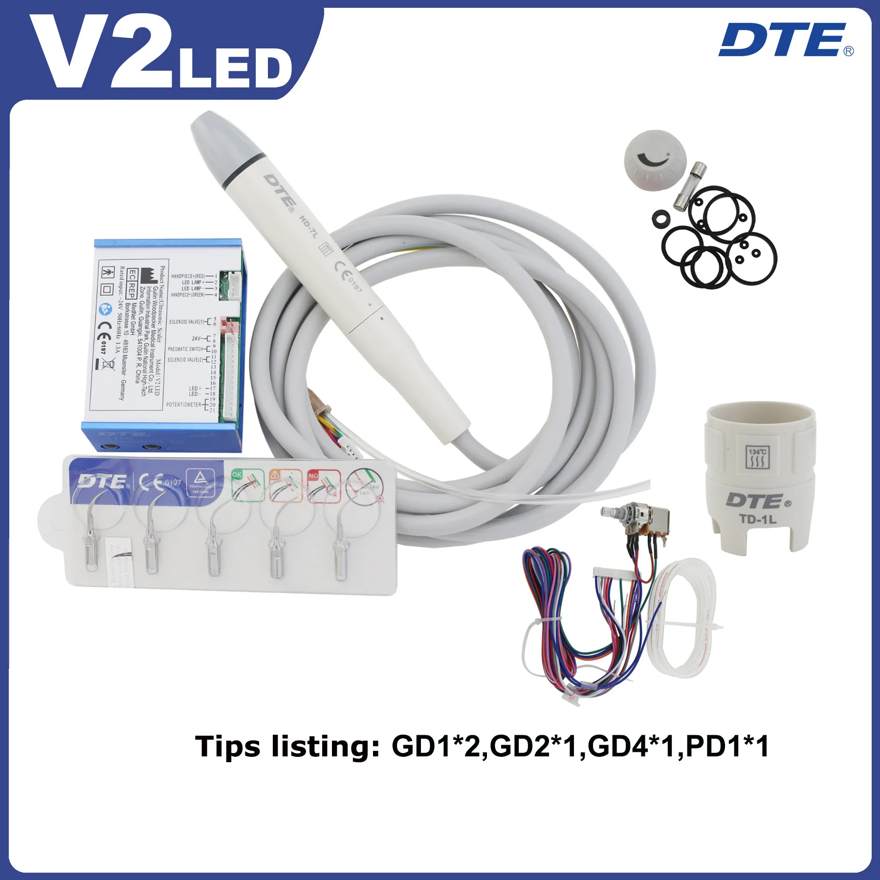 Фото Стоматологический ультразвуковой скалер Woodpecker DTE DTE V2-LED Ручка скалера HD-7L подходит для NSK SATELEC ACTEON №2
