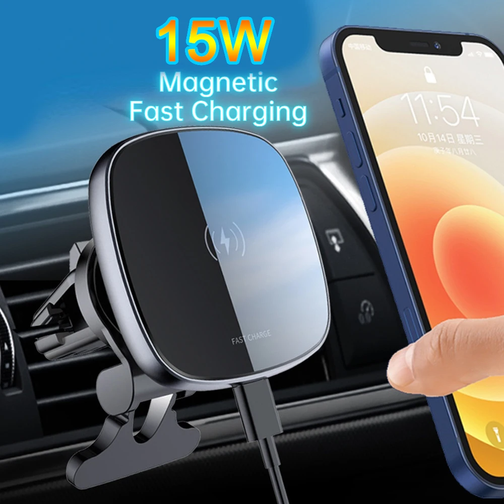 

15W Magnetic Car Phone Holder Wireless Chargers for Magsafe iPhone 12 13 Pro Max Qi Fast Charging 360 Rotate Al Air Vent Clip