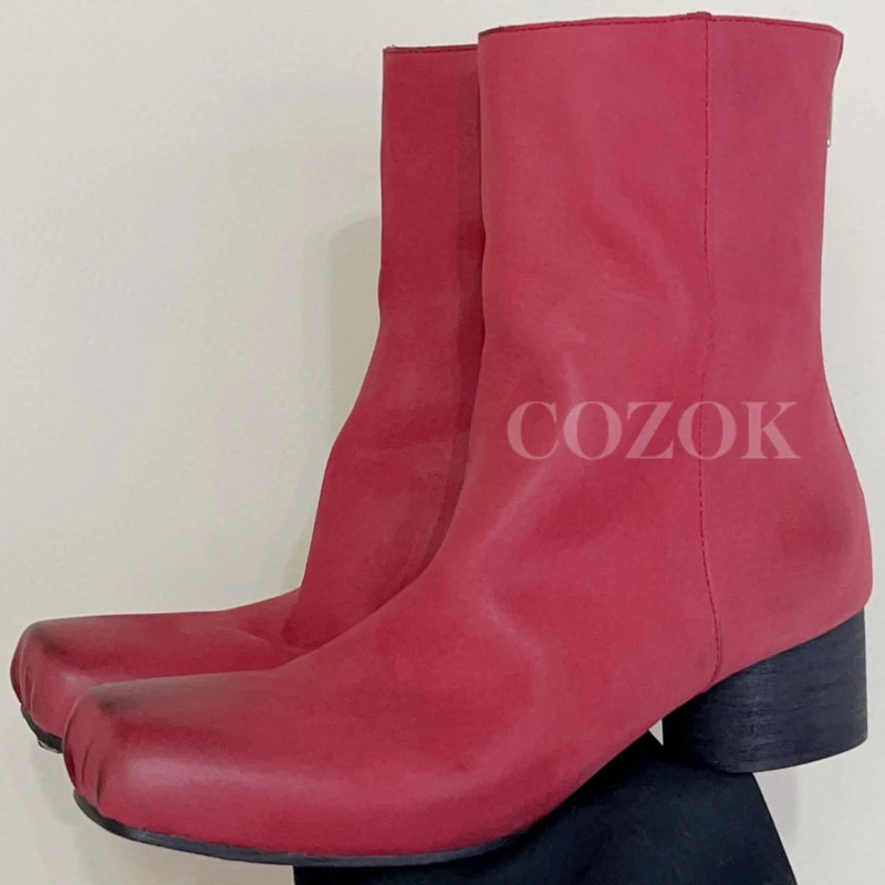 

Женские ботинки с квадратным носком, однотонные удобные ботинки в стиле ретро, с молнией сзади, осень 2023