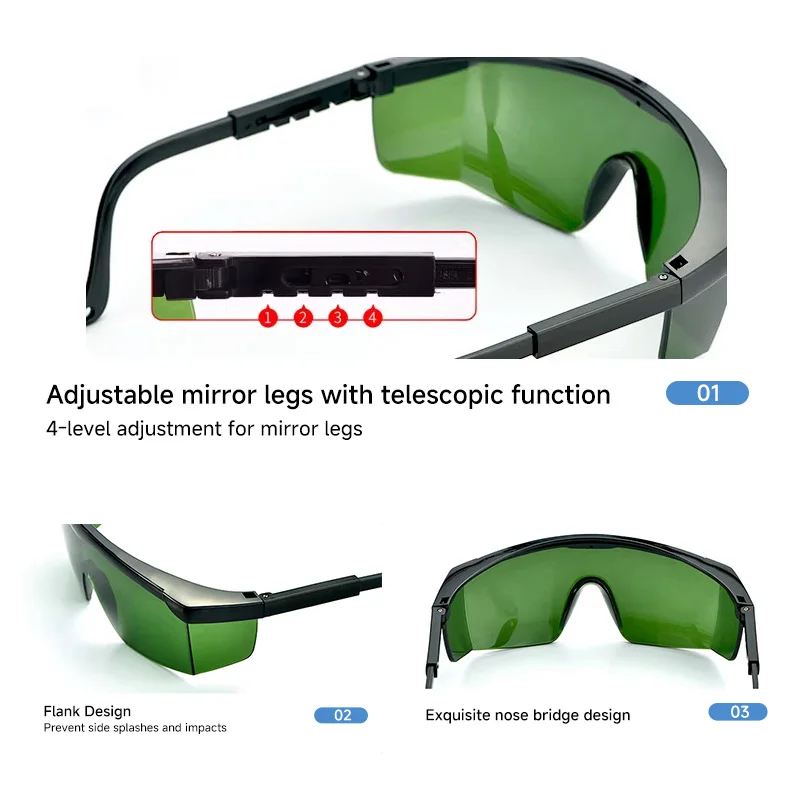 Фото Лазерные защитные очки 200-2000 нм OD4 для защиты глаз при работе с волоконным лазером, лазерной маркировкой, сварочными аппаратами, IPL-лазерами. Профессиональные лазерные очки. №2