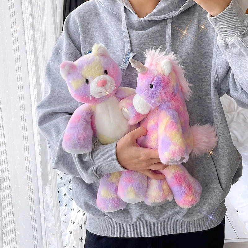 

35cm Rainbow Bunny Doll Baby Cute Stuffed Animal Toys Sleeping Mate Cartoon Unicorn Cat Soft Toy Home Decor Gifts