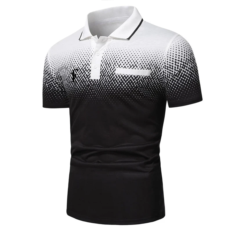 

Men Summer Casual Fashion Gradient Color Short Sleeve Polo Shir T, Men Lapel Golf Polo Shirt .