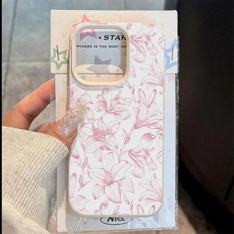 Фото Элегантный чехол для телефона Pink Lily для iPhone 11 12 13 Pro MAX 14 15 16 17 Plus 17Air, противоударный мягкий чехол из ТПУ на заднюю панель телефона №1