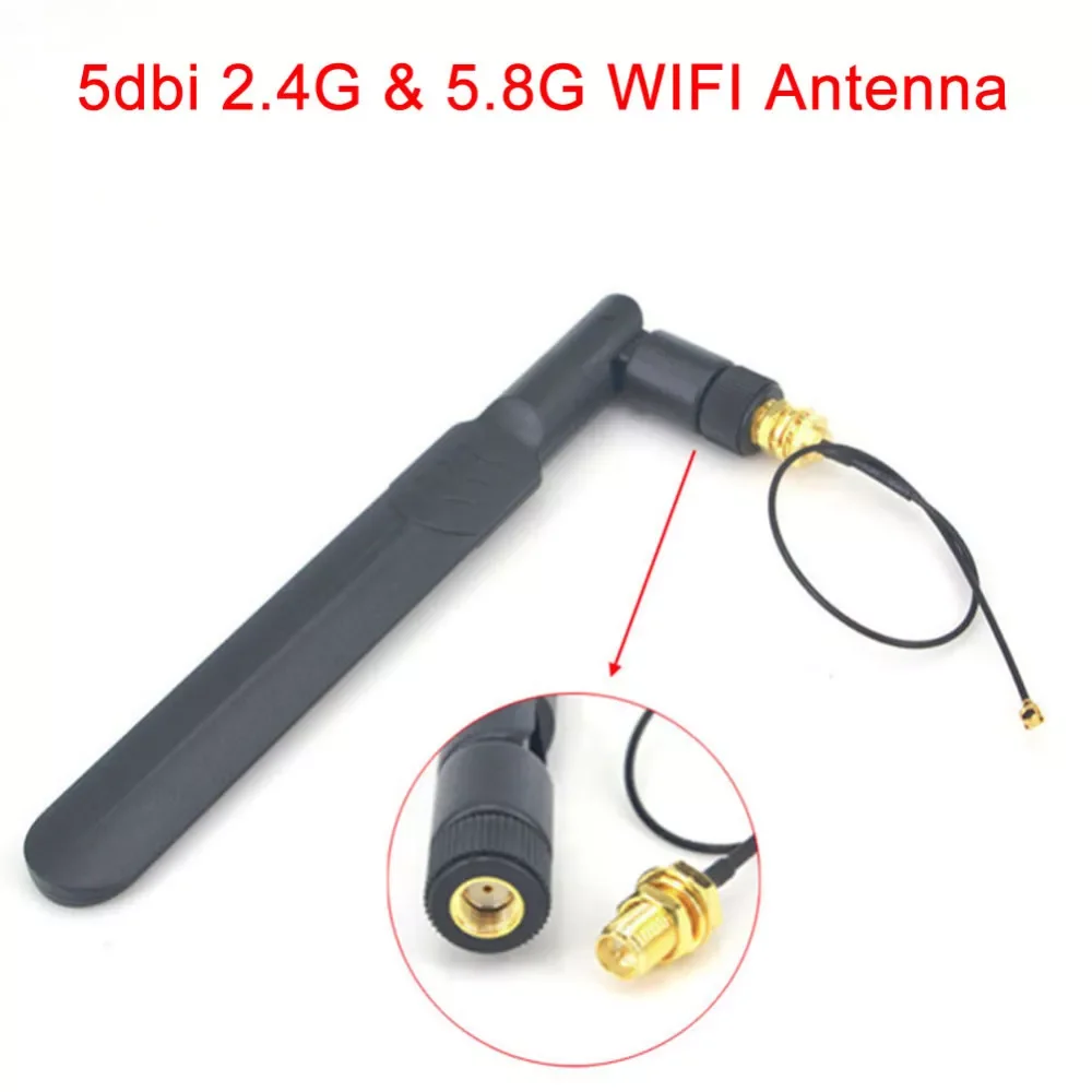 

wifi Antenna 2.4Ghz/5.8ghz Omni dual-band 5dbi Aerial RP SMA male + Mini 1.13 PCI U.FL to RP SMA Female WiFi Pigtail Cable 17cm