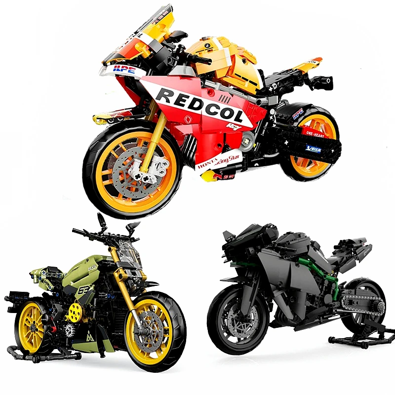 

Technical Racing Car Motorcycle Model Building Blocks City DIY Motorbike Assembled Supercar Bricks Toys for Boy Birthday Gifts