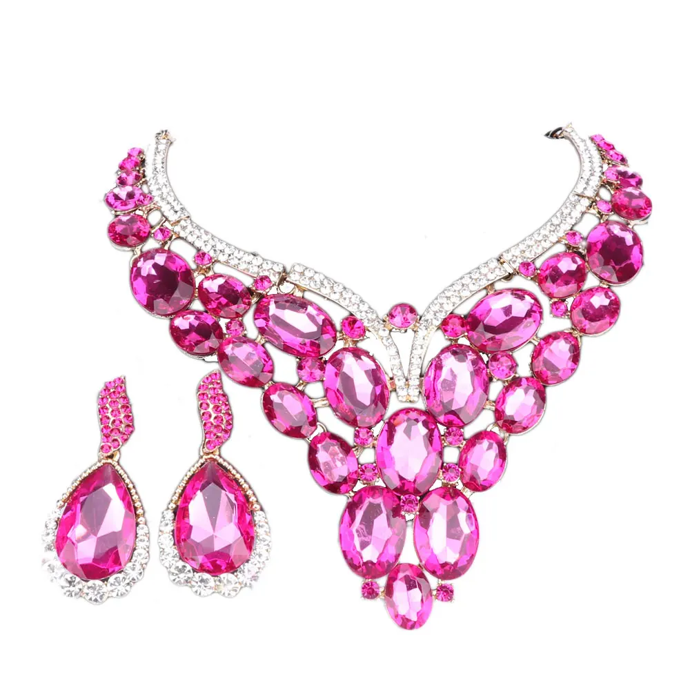 Женский Свадебный комплект из колье и серёг золотистого цвета