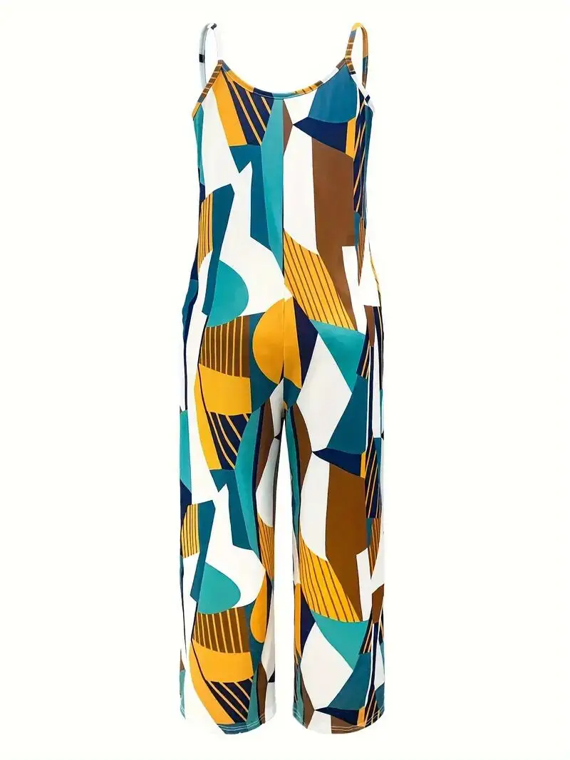 Повседневный комбинезон с геометрическим принтом и широким подолом для женщин