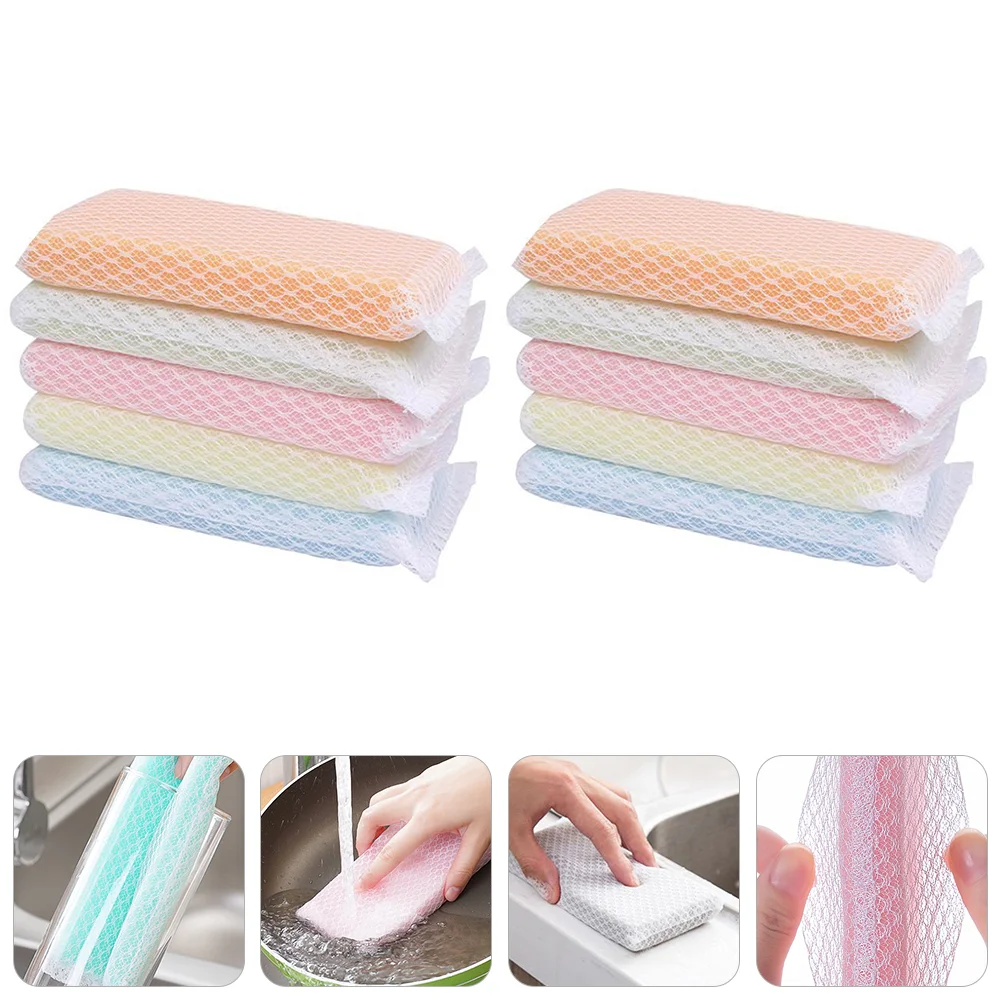 

10pcs Sponge Scouring Cloth Rag Scrub Cleaning Brush Dishwashing Brush Cloth