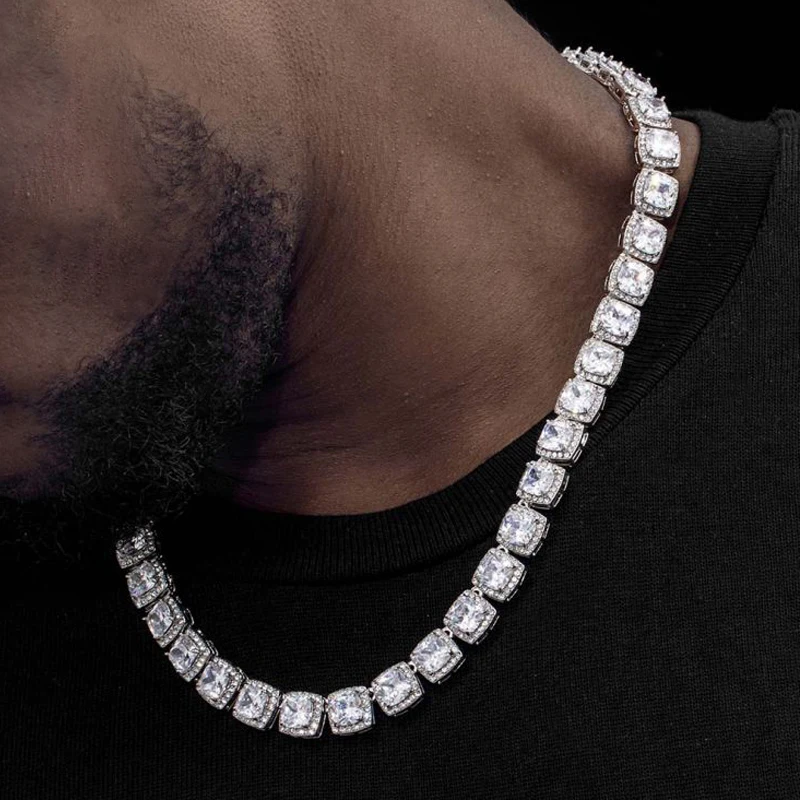 

Men Women 13mm Square Cuban Link Chain Necklace HipHop Iced Out Micro Pave Crystal Tennis Chain Choker Necklaces Fashion Jewelry
