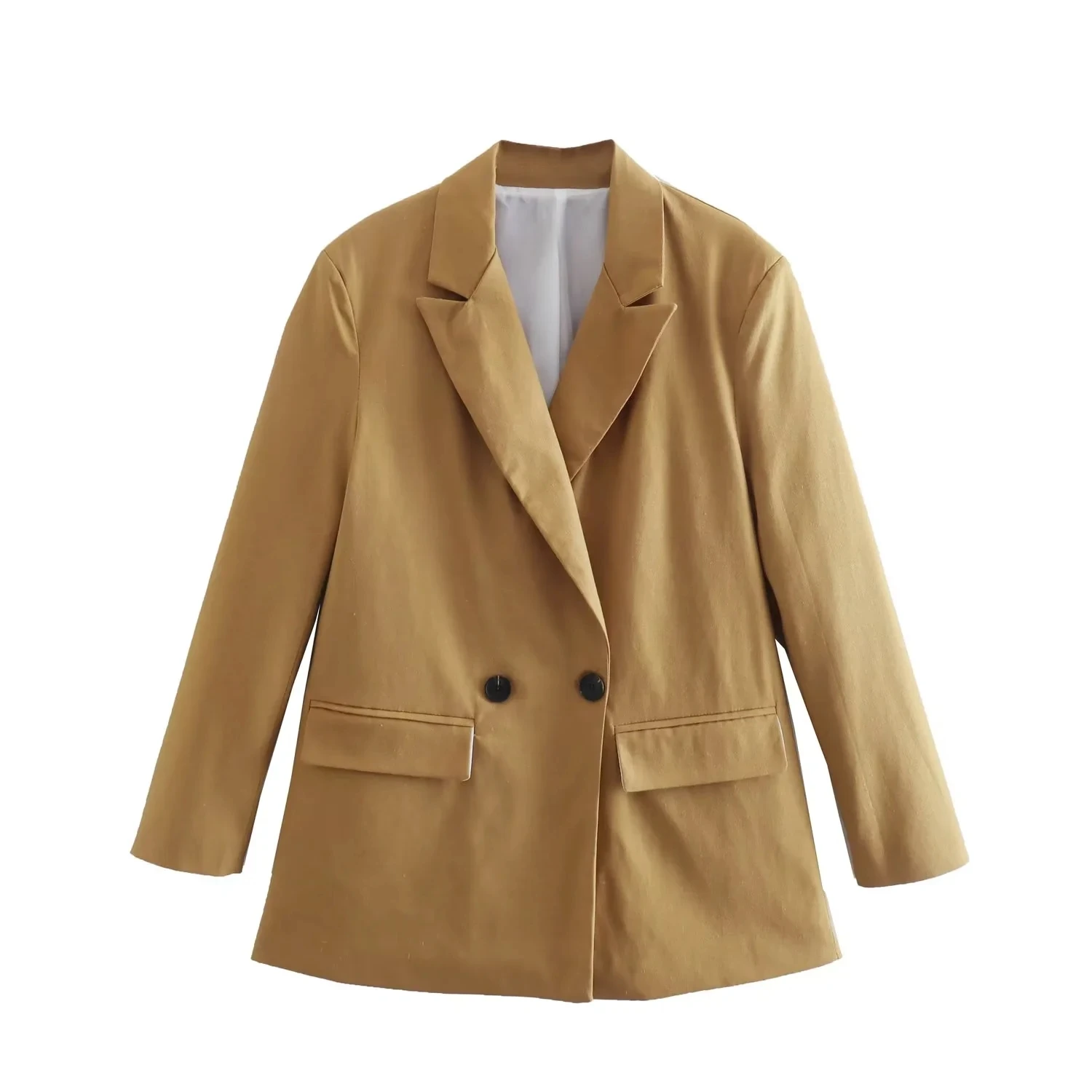 Dave&Di Japanese Style Fashion  Fashion Jackets Simple Double Breasted Linen Casual Blazers