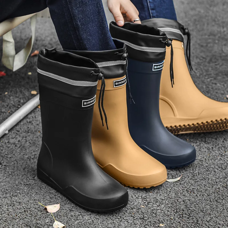 

Mens Rain Boots Slip On Waterproof Rubber Rain Shoes,Work Mud Boots ,Durable Non-Slip Garden Boots for Farming Gardening Fishing