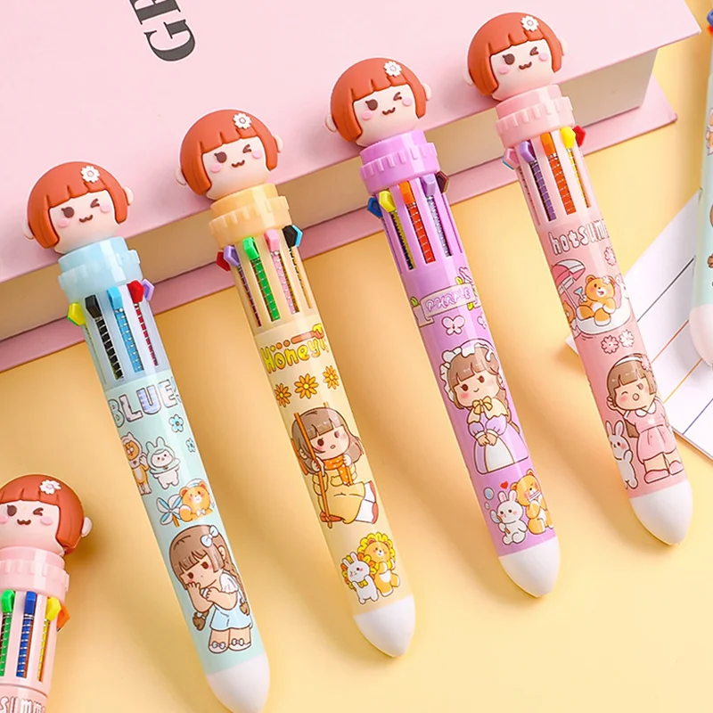 

Kawaii, милая девушка, 10 цветов, шариковая ручка, милая многофункциональная ручка, аксессуары для офиса, канцелярские принадлежности, креативн...