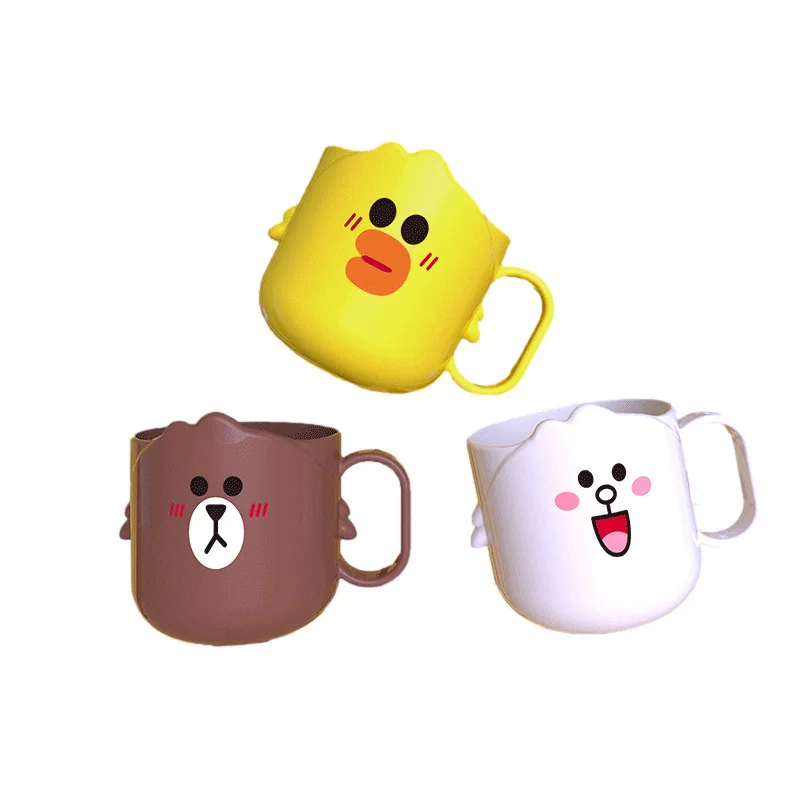 

LINE FRIENDS Kawaii Anime Cartoon Brown Student Brushing Cup Drinking Cup Cony Children's Wash Cup Simple Plastic Mouthwash Cup