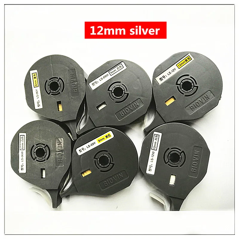 

2pk 5pk 10pk этикетка на кассету Tap ls-12s 12 мм x 8 м серебряная этикетка для biovin проводной маркировочной машины, трубчатый принтер s710e,s700e,s650