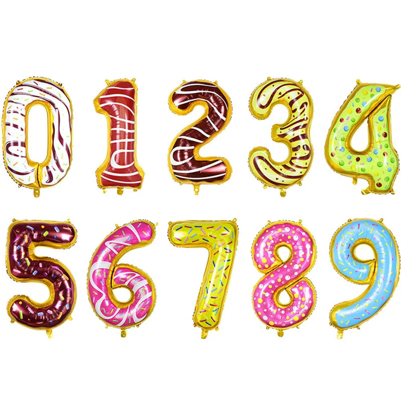 

1pc 32inch Donut Ice Cream Foil Number Balloon Kids Donut Birthday Party Decoration Helium 0-9 Figure Globos Baby Shower Favors