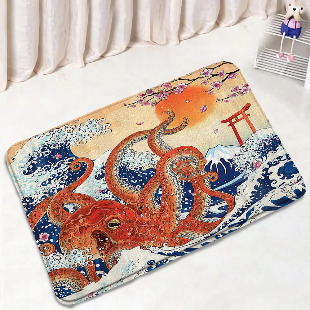 Коврики для ванной в японском стиле домашний ковер с рисунком кои рыбы осьминога