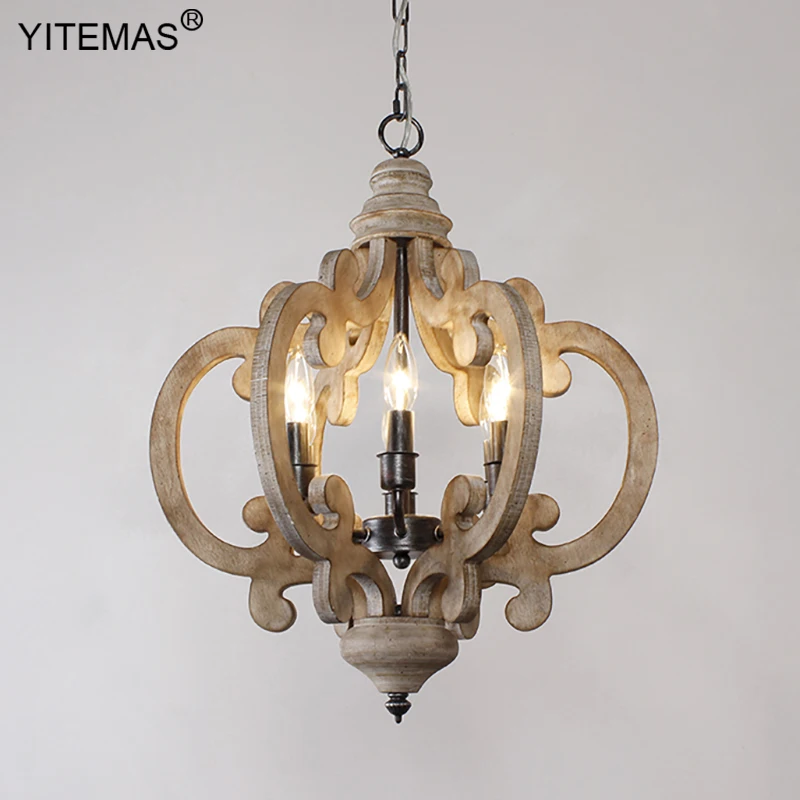 

Retro wooden chandelier 6 lights in bedroom vintage wood chandeliers farmhouse hanging light in kitchen dining room hallway