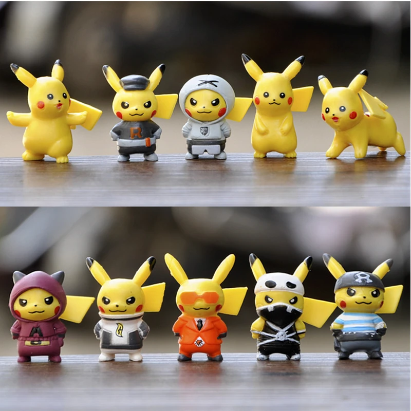 

10pcs/sets Pokemon Action Figure Mini Toys Dolls Pikachu Action Figure Cartoon Movie Car Ornament Model Children Birthday Gifts