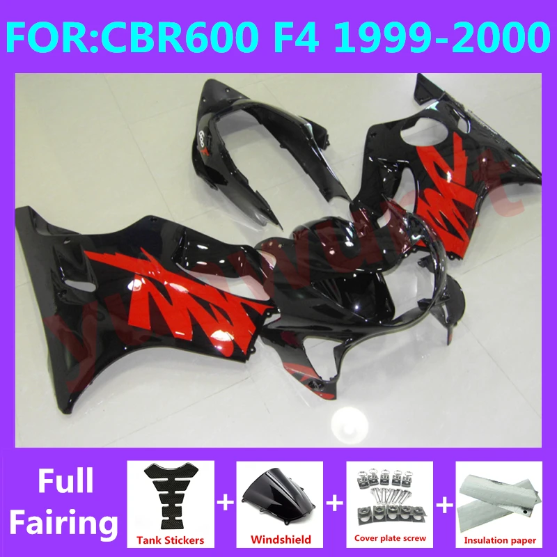 

Новый комплект обтекателей для мотоцикла ABS подходит для CBR600 F4 CBR 600 99 00 CBR600F4 1999 2000 детали кузова черный красный