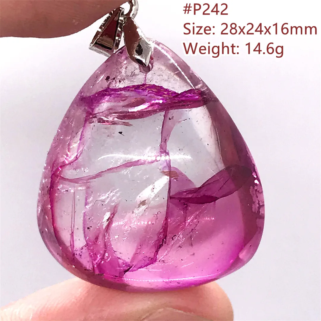 

Natural Red Limonite Phantom Quartz Gemstone Pendant For Women Lady Men Healing Gift Clear Beads Crystal Silver Jewelry AAAAA