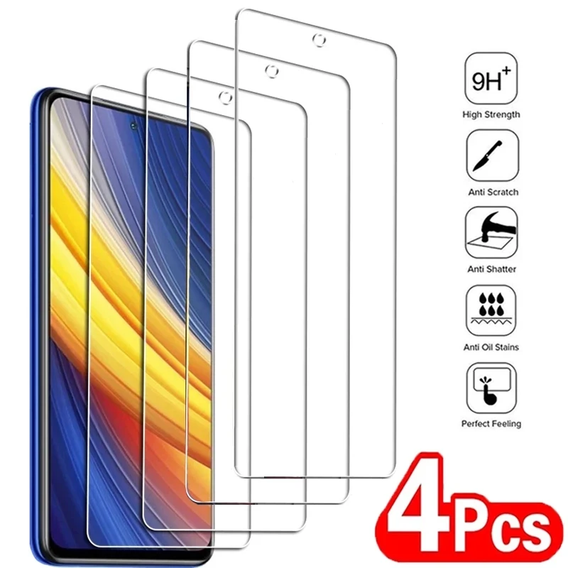 

4PCS Tempered Glass For Xiaomi Redmi Note 7 8 9 10 10S 11S 9s 9T 9A 9C Poco M3 M4 F3 F4 X3 X4 Pro 5G Mi 11T 10T Screen Protector