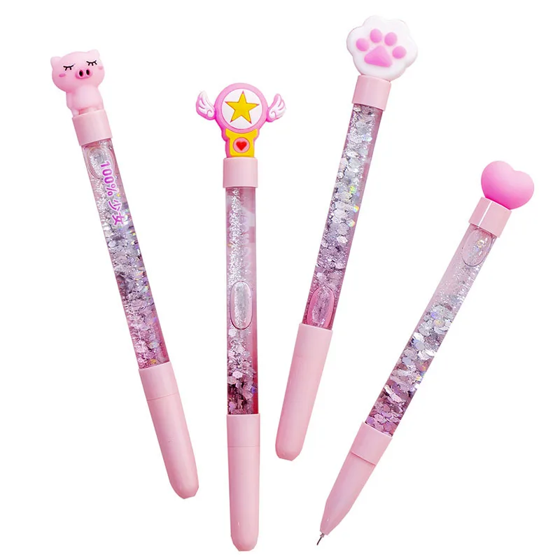 

4Pcs Kawaii Pig Gel Pen 0.5mm Black Cute Cat Paw Pens Girls Student Writing Stationery Kids School Supplies
