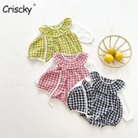 criscky lace toddler romper 2022 new spring newborn baby girl clothes spring cotton striped infant outfits baby clothes
