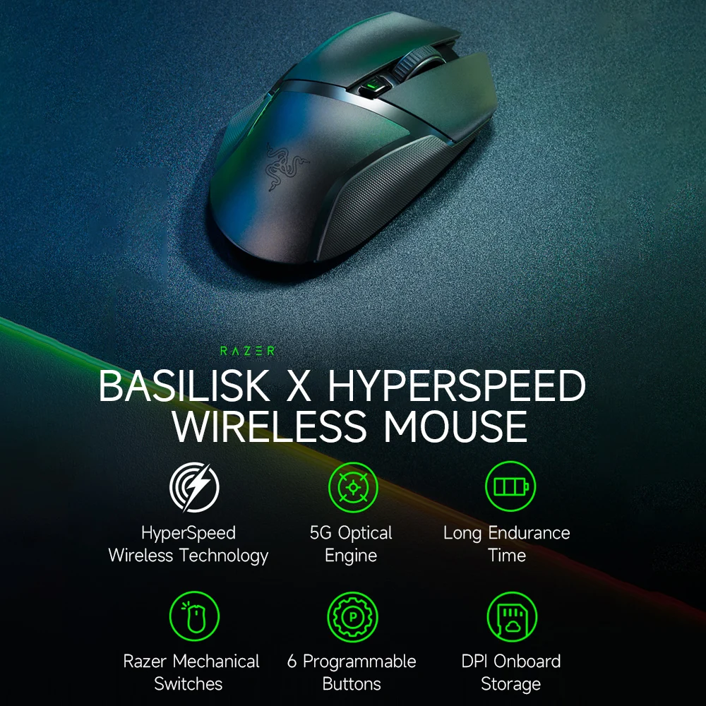 Мышь Компьютерная Razer Basilisk X Беспроводная игровая 16000DPI |