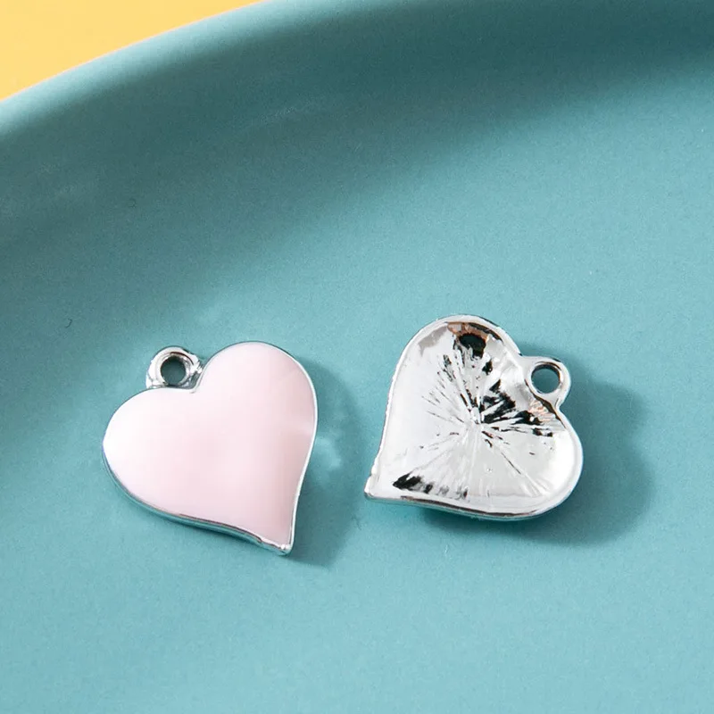 

5pcs 14x13mm Multicolor Love Heart Shape Enamel Charms Gold Silver Plated Pendant for Necklace Earrings Bracelets Jewelry Making