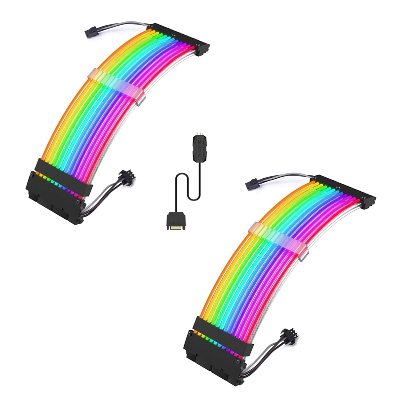 

MOOL RGB Extension Power Supply Sleeved Cable 24 Pin ATX For Cable Management