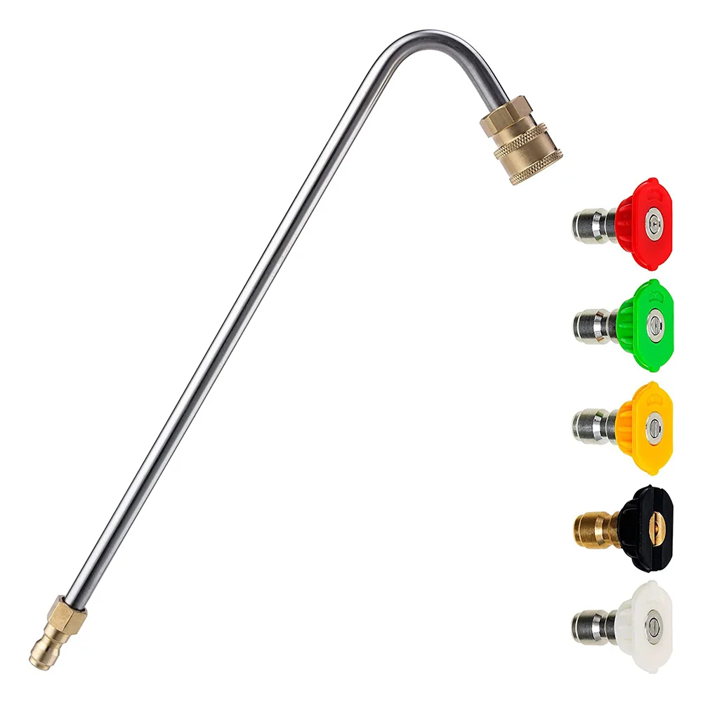 

5 Nozzle 1/4 Inch Quick Connect 13 Inch Pressure Washer Angled Extension Wand Watering Pressure Washer Gutter Cleaner Attachment