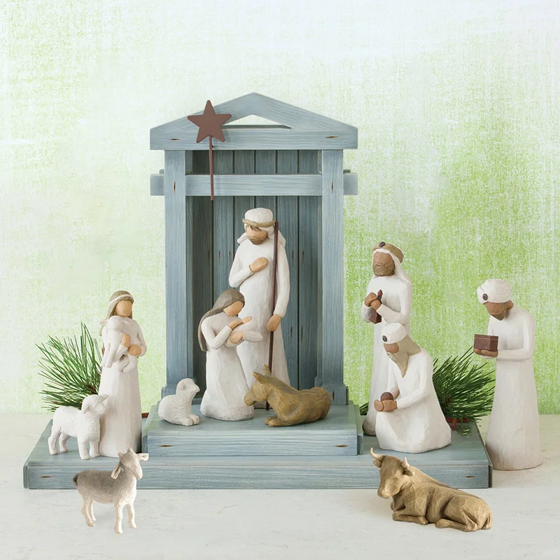 

2023 Nativity Scene Figures Set Jesus Statue Birth Crib Manger Baby Catholic Decor Home Decoration Orthodox Church Utensils