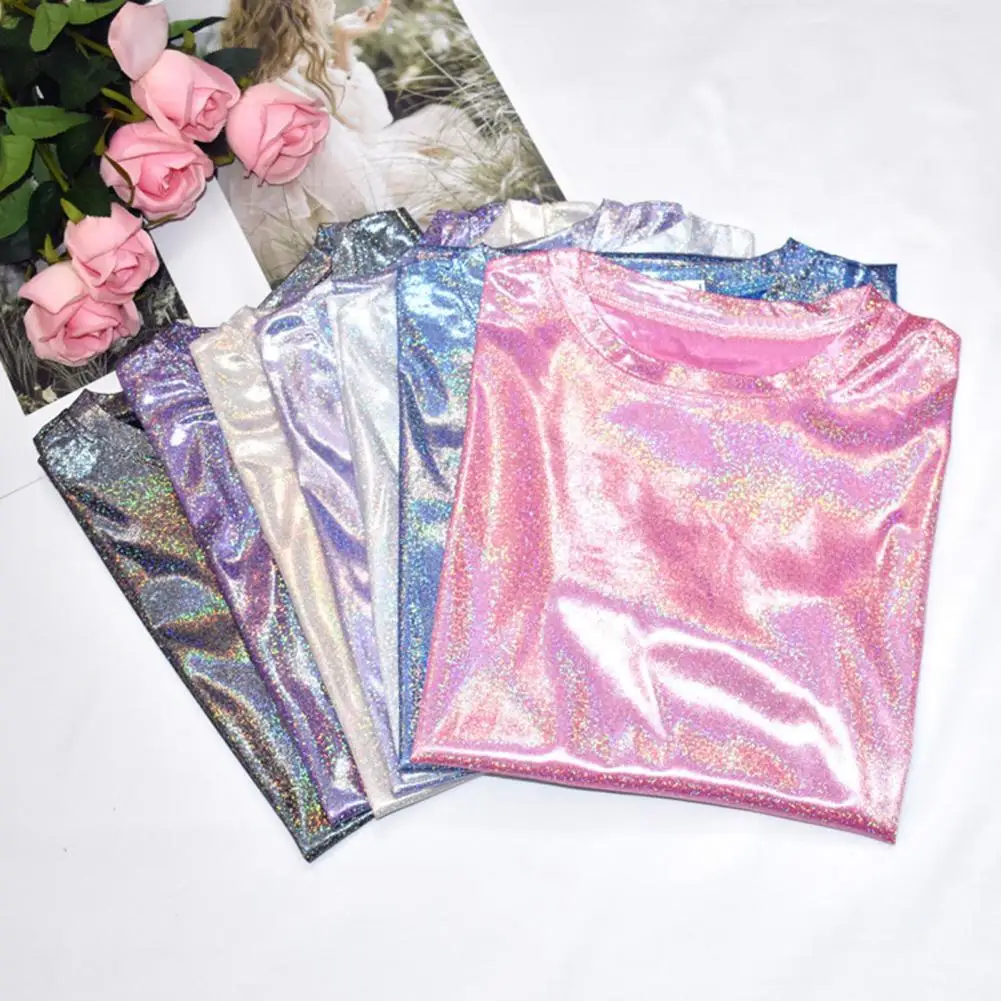 Легкие Женские топы с блестящей отделкой Женская свободная футболка блестками