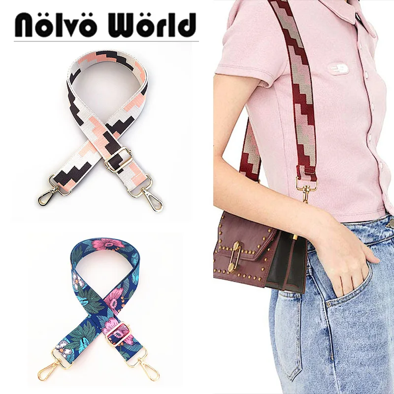 

1-5-10pcs Up to 130cm Hot Sale Detachable Crossbody Bag Strap Accessories Brown khaki Blue Flower Ethnic Style Shoulder Strap