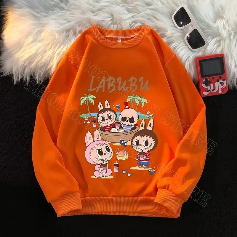 Labubu милые детские толстовки зимняя одежда для мальчиков и девочек теплая модная
